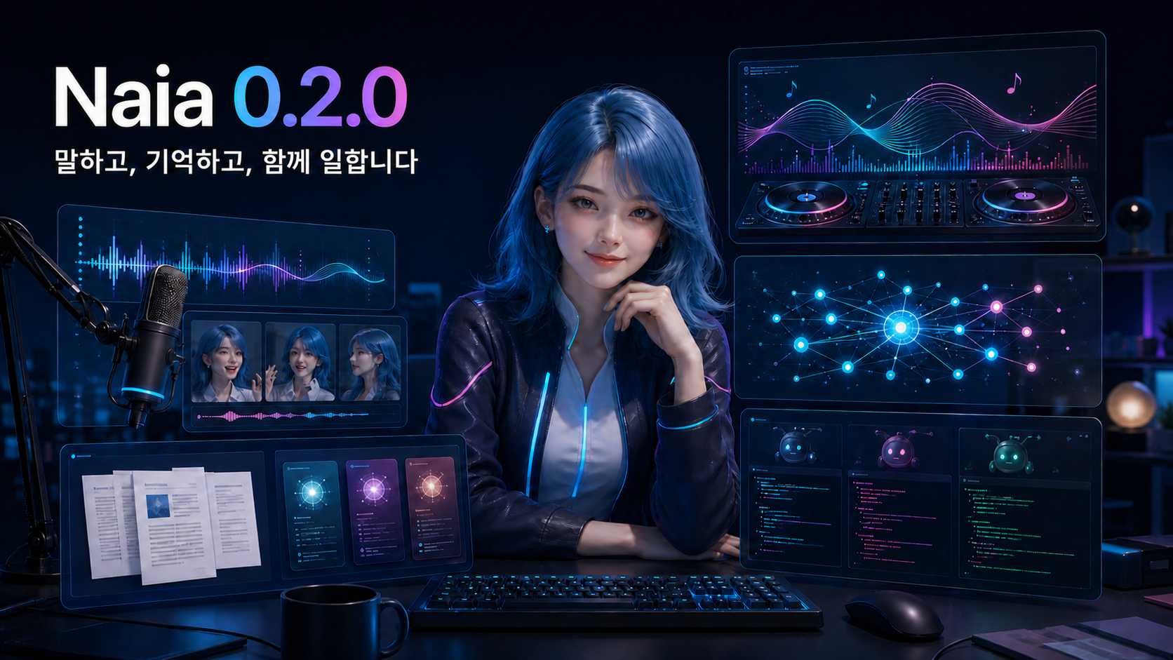 [Naia 0.2.0 Update] Have You Seen This All-in-One Open-Source AI with Real-Time Voice, Video Avatars, Korean Foundation Model Support, Short- and Long-Term Memory, Radio DJ, and Multi-Terminal Workspaces?